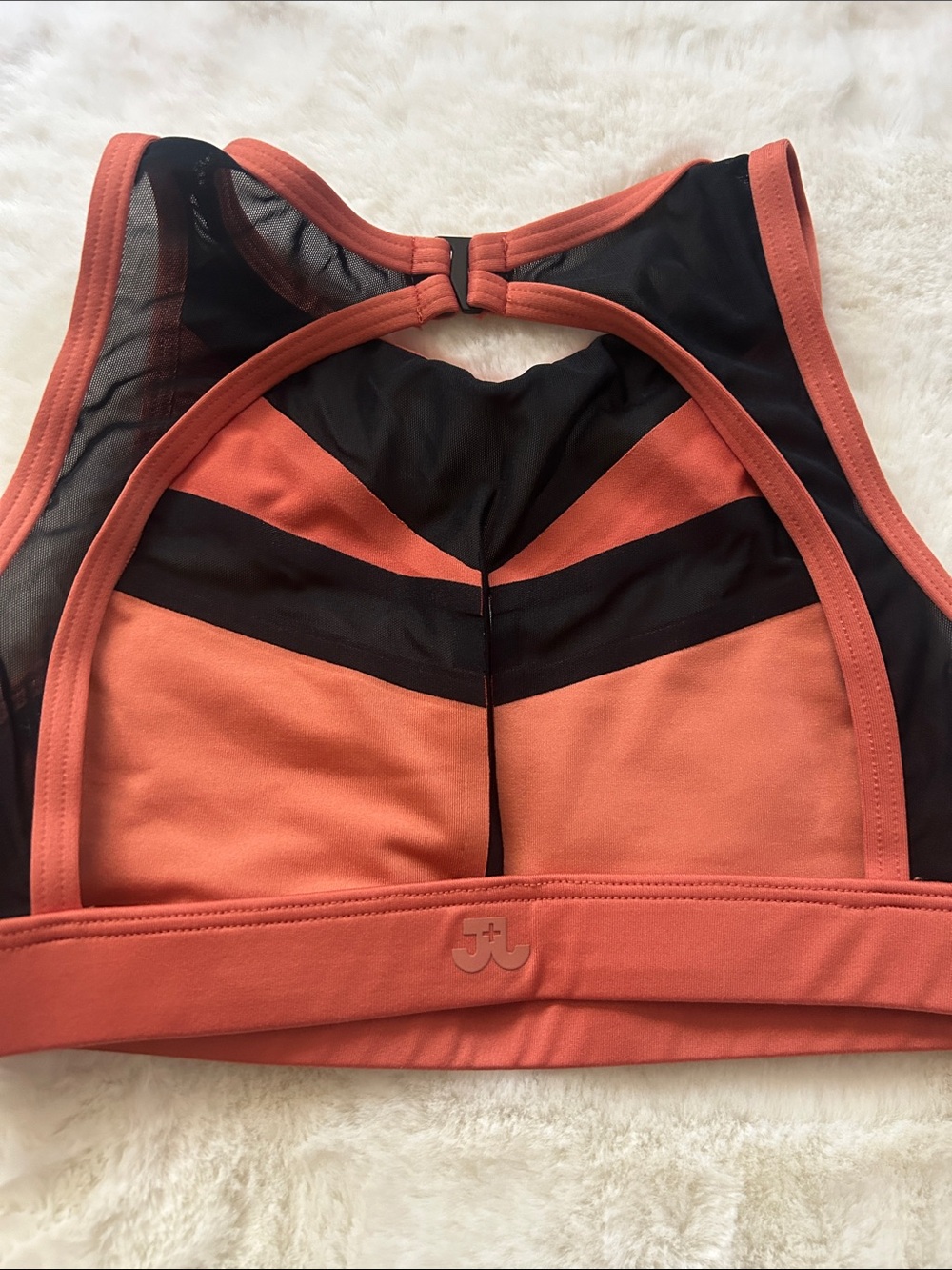 Joand Jax Coral and Black Sports Bra + Tie-Dye Coral-Trim Running Shorts Set - Picture 6 of 7